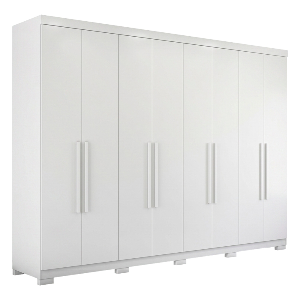 Guarda Roupa Casal 239cm 8 Portas 4 Gavetas Com Pés Vortex Branco S01 - Mpozenato