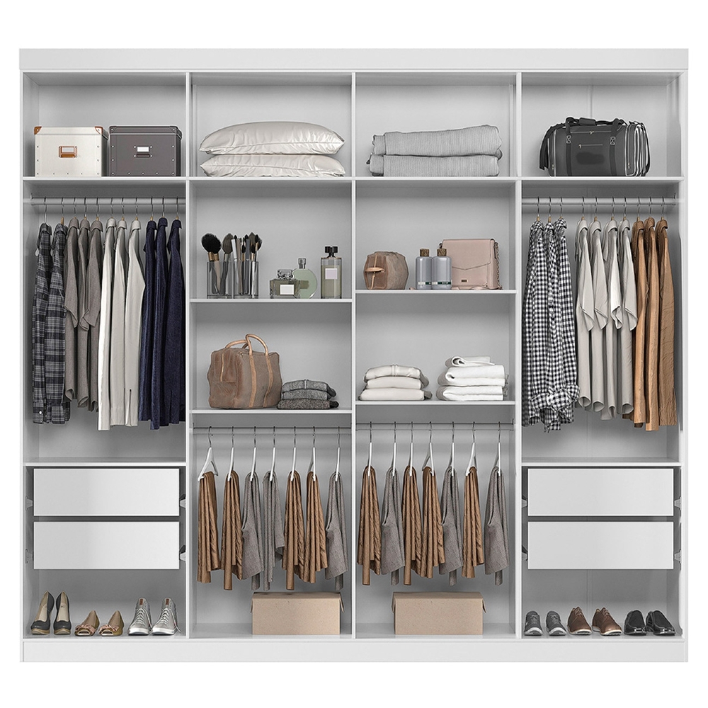 Guarda Roupa Casal 239cm 8 Portas 4 Gavetas Vortex Branco S01 - Mpozenato