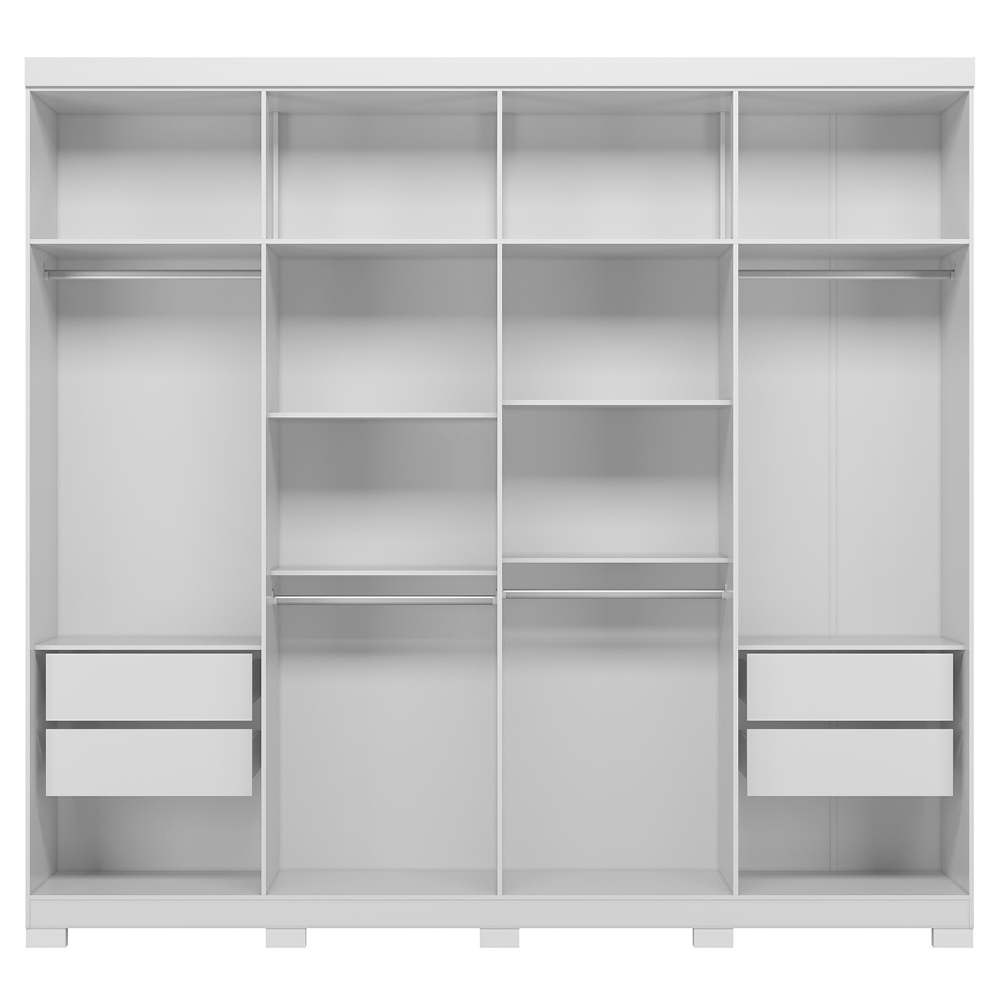 Guarda Roupa Casal 239cm 8 Portas Com Pés e Espelho Vortex Branco S01 - Mpozenato