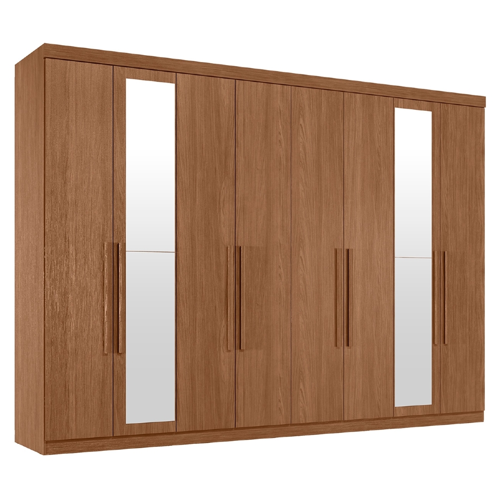Guarda Roupa Casal 239cm 8 Portas 4 Gavetas Com Espelho Vortex Jatobá S01 - Mpozenato