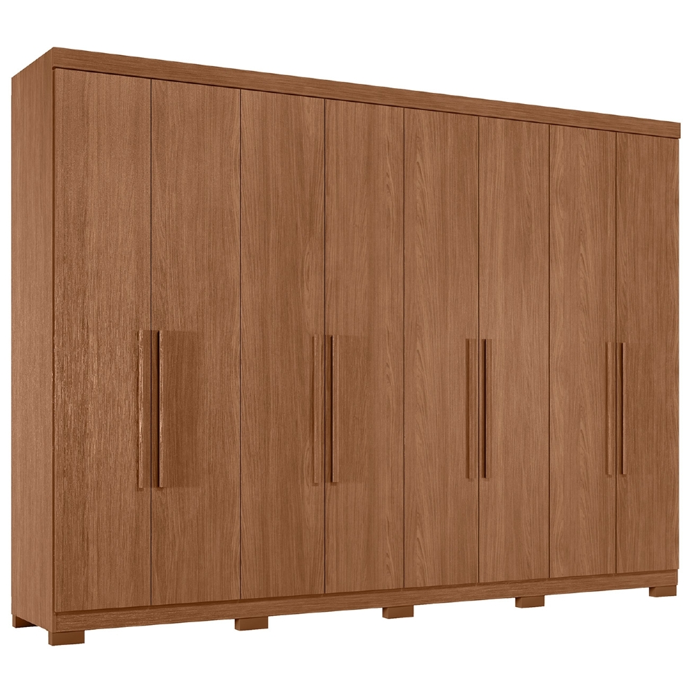 Guarda Roupa Casal 239cm 8 Portas 4 Gavetas Com Pés Vortex Jatobá S01 - Mpozenato