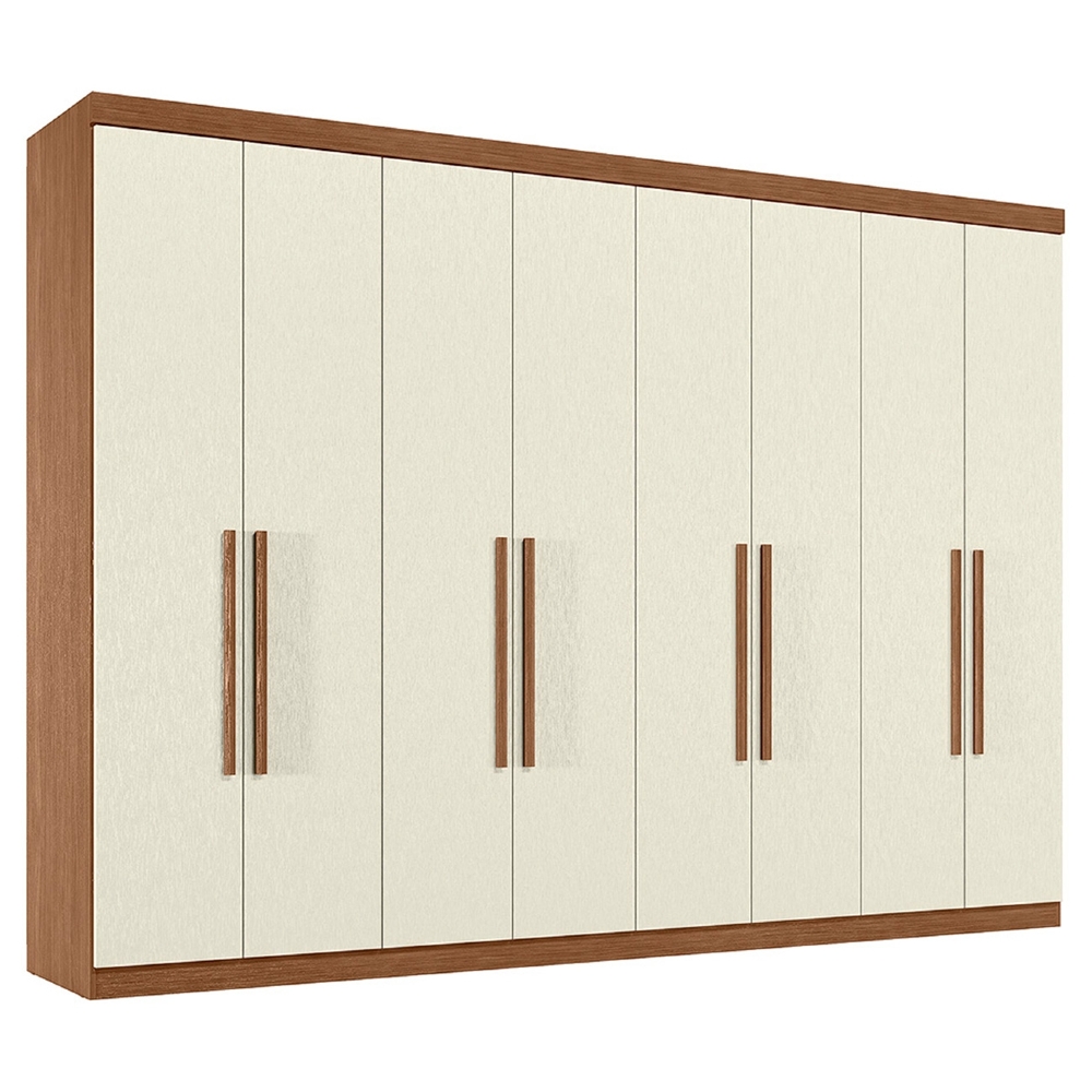 Guarda Roupa Casal 239cm 8 Portas 4 Gavetas Vortex Jatobá/Areia S01 - Mpozenato