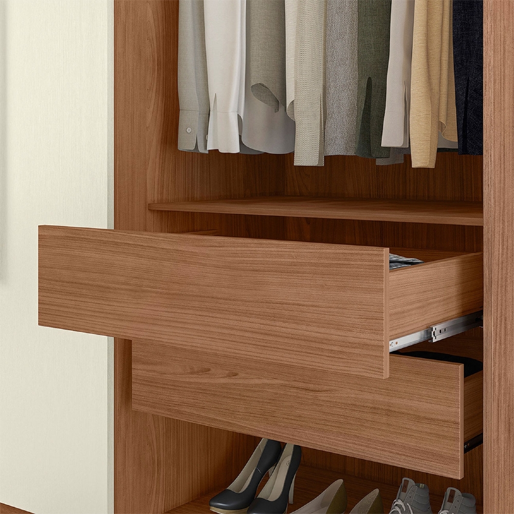 Guarda Roupa Casal 239cm 8 Portas Com Pés e Espelho Vortex Jatobá/Areia S01 - Mpozenato