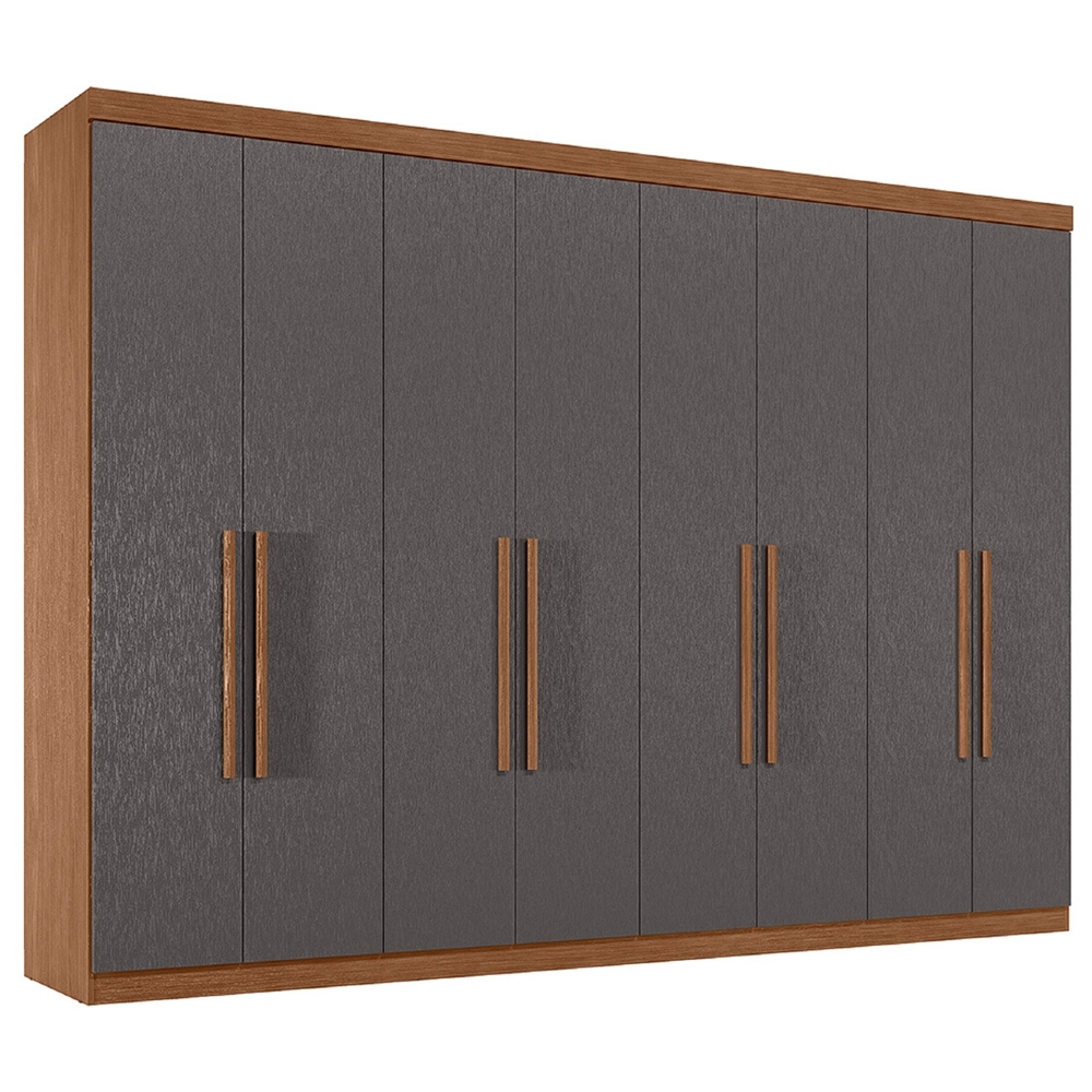 Guarda Roupa Casal 239cm 8 Portas 4 Gavetas Vortex Jatobá/Grafite S01 - Mpozenato