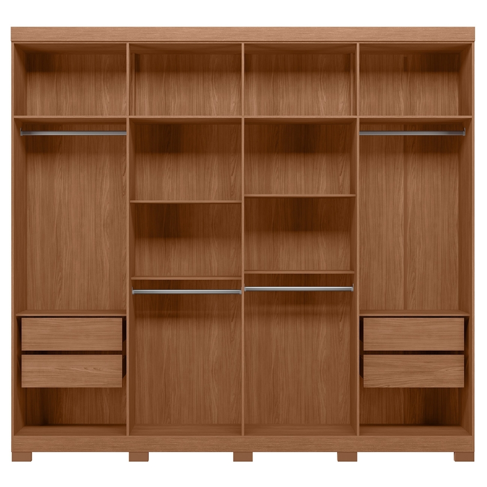 Guarda Roupa Casal 239cm 8 Portas Com Pés e Espelho Vortex Jatobá/Grafite S01 - Mpozenato