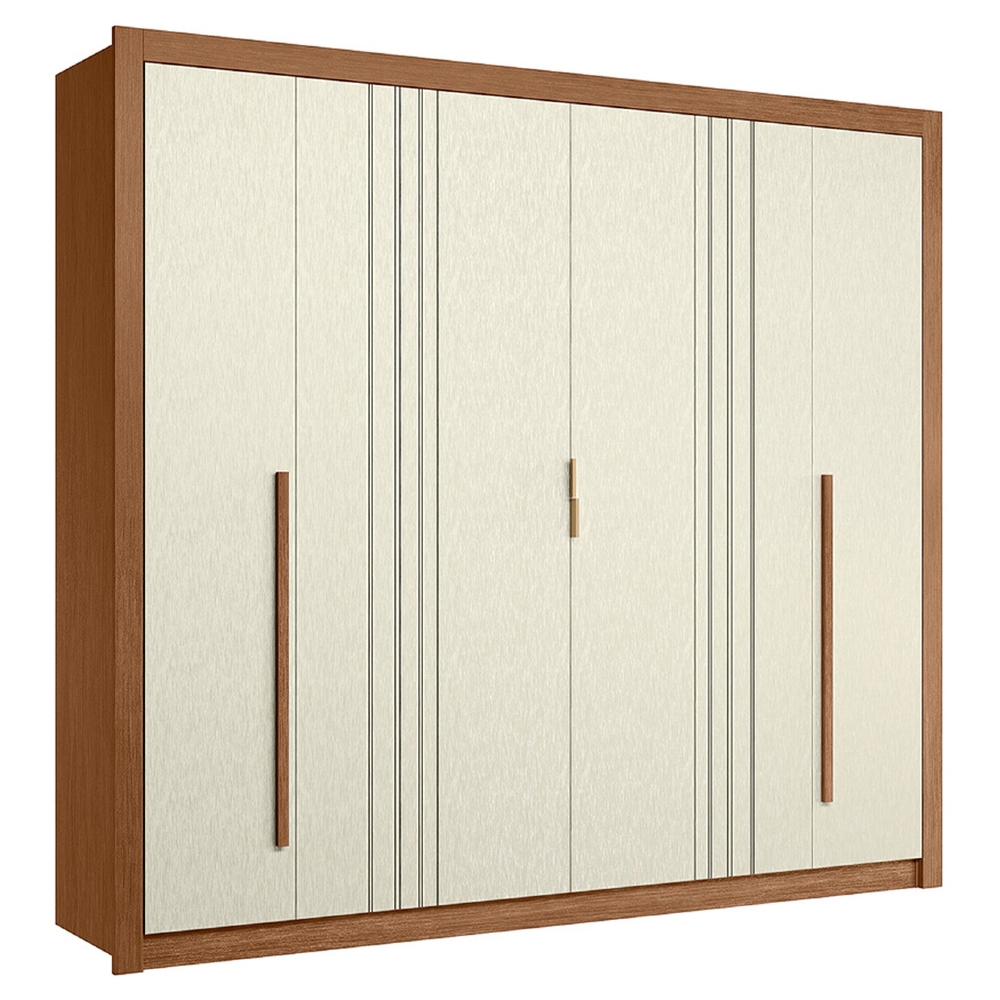Guarda Roupa Casal 245cm 6 Portas Loretto Jatobá/Areia S01 - Mpozenato