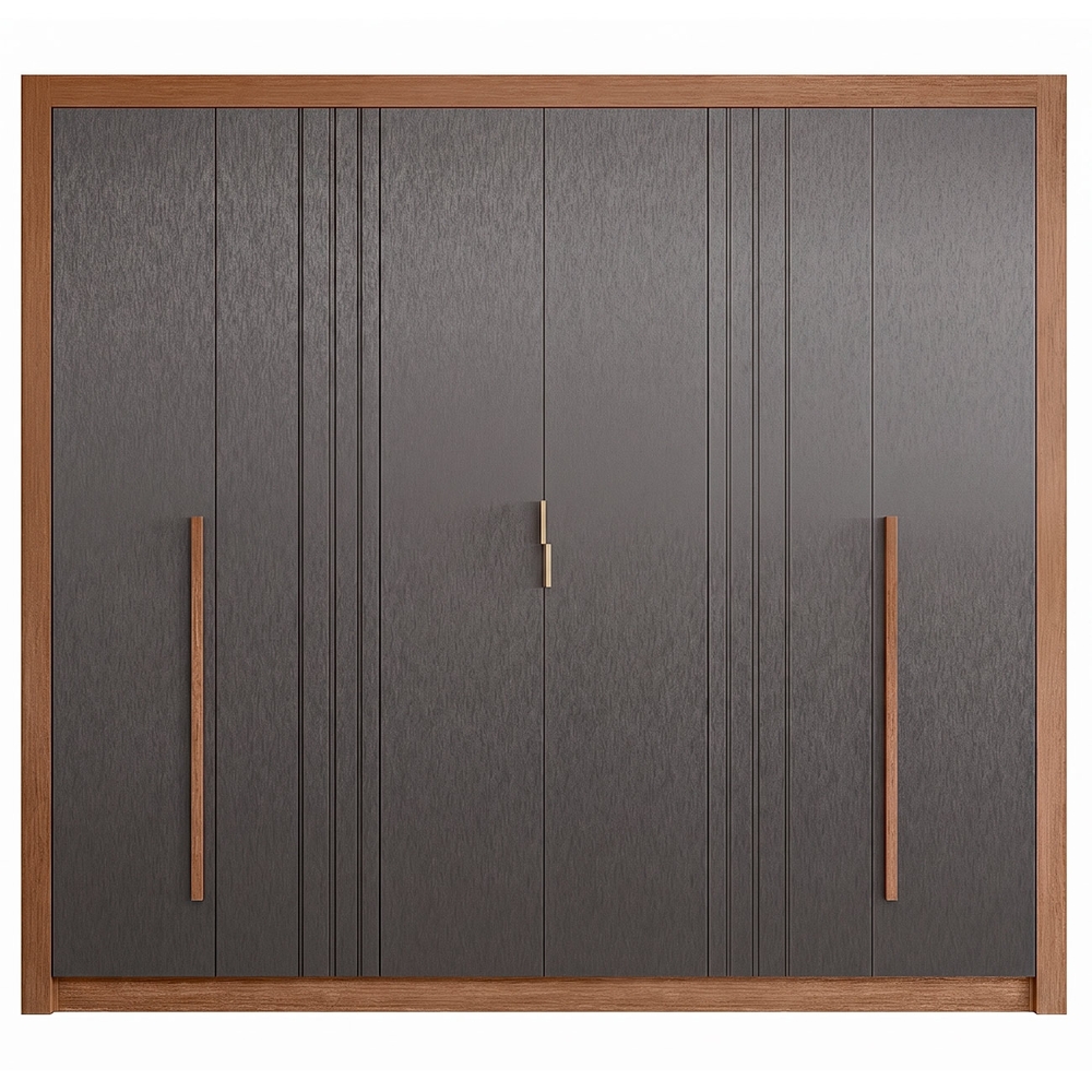 Guarda Roupa Casal 245cm 6 Portas Loretto Jatobá/Grafite S01 - Mpozenato