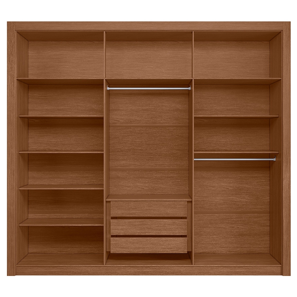 Guarda Roupa Casal 245cm 6 Portas Com Espelho Loretto Jatobá/Areia S01 - Mpozenato