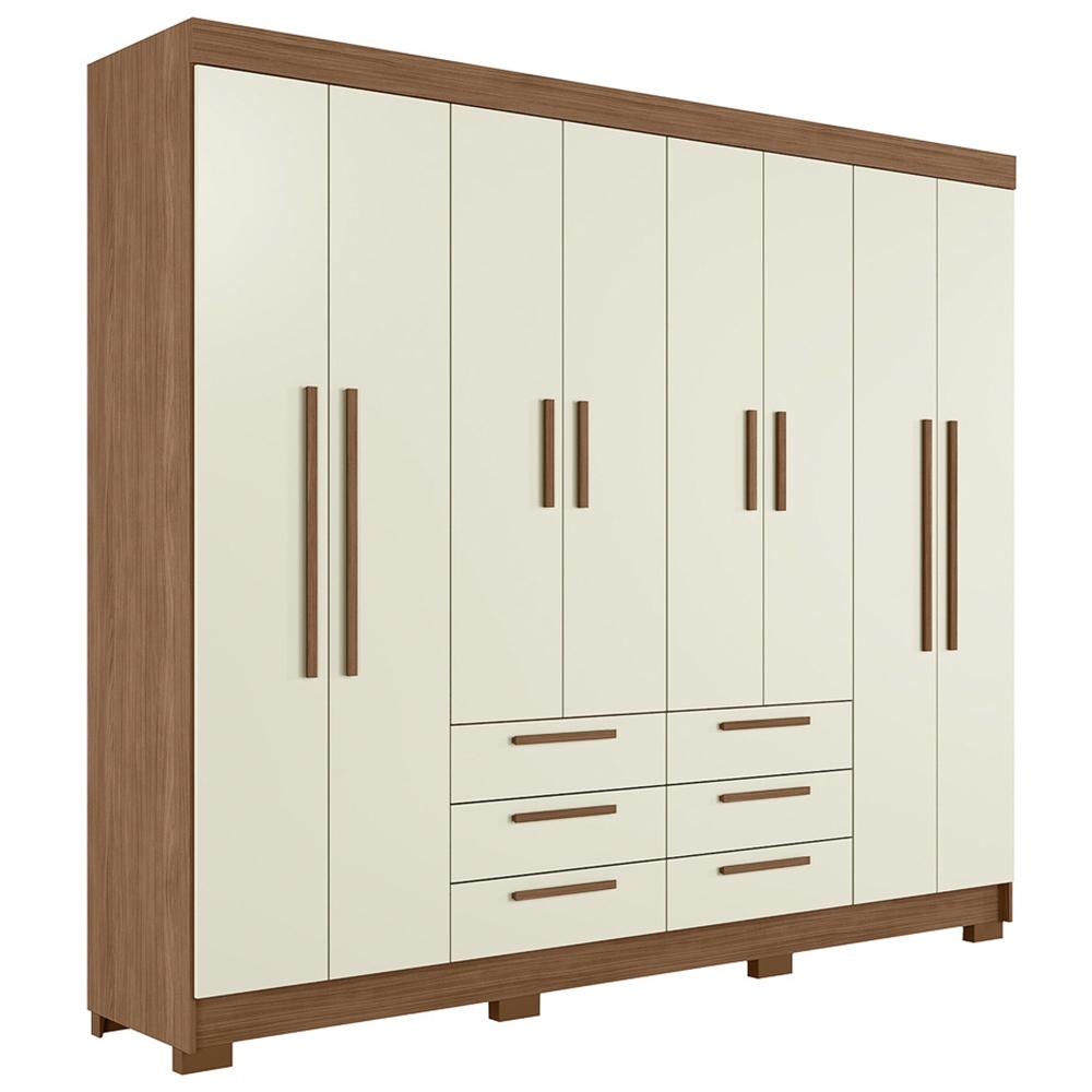 Guarda Roupa Casal 212cm 8 Portas 6 Gavetas Valenza Jatobá/Areia S01 - Mpozenato