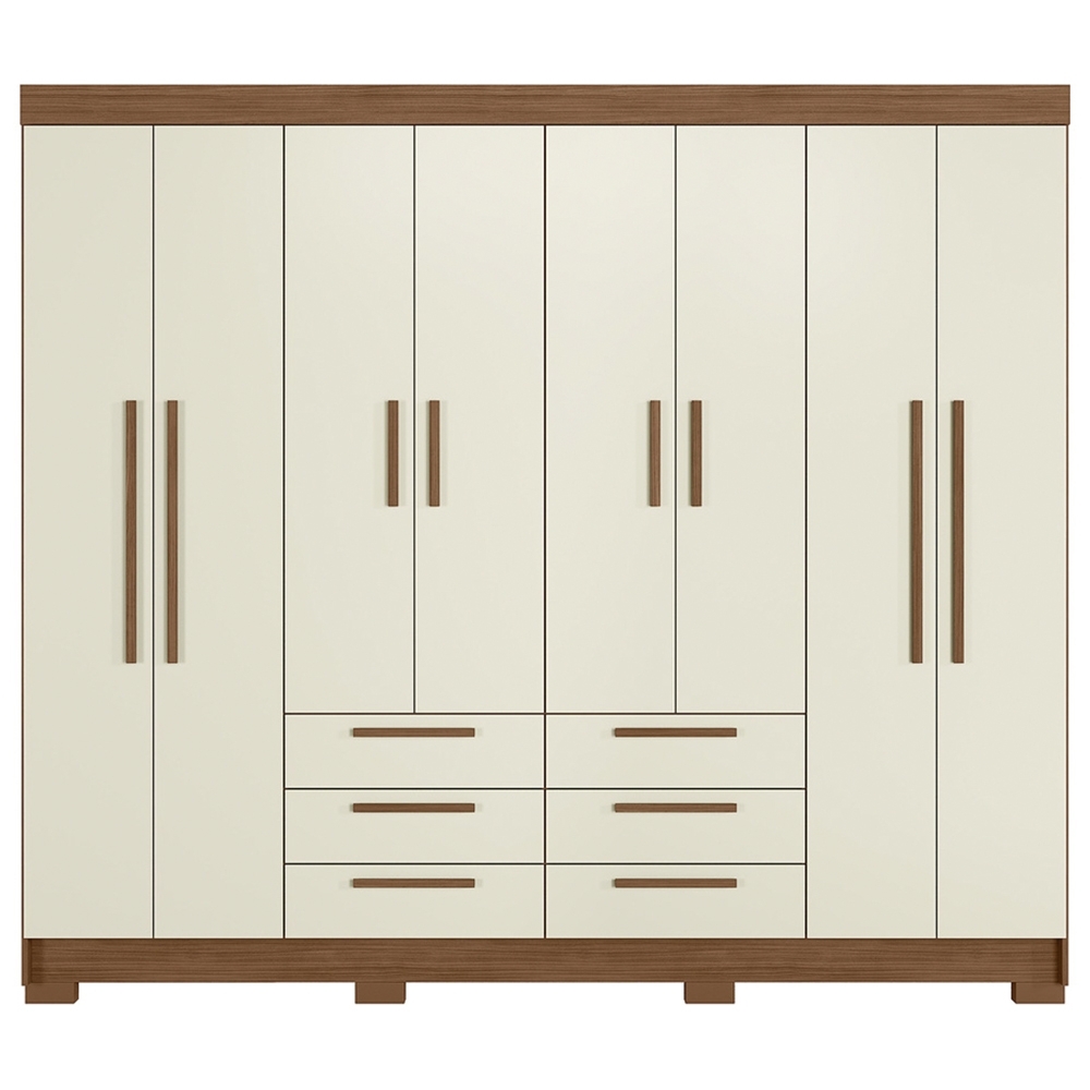 Guarda Roupa Casal 212cm 8 Portas 6 Gavetas Valenza Jatobá/Areia S01 - Mpozenato