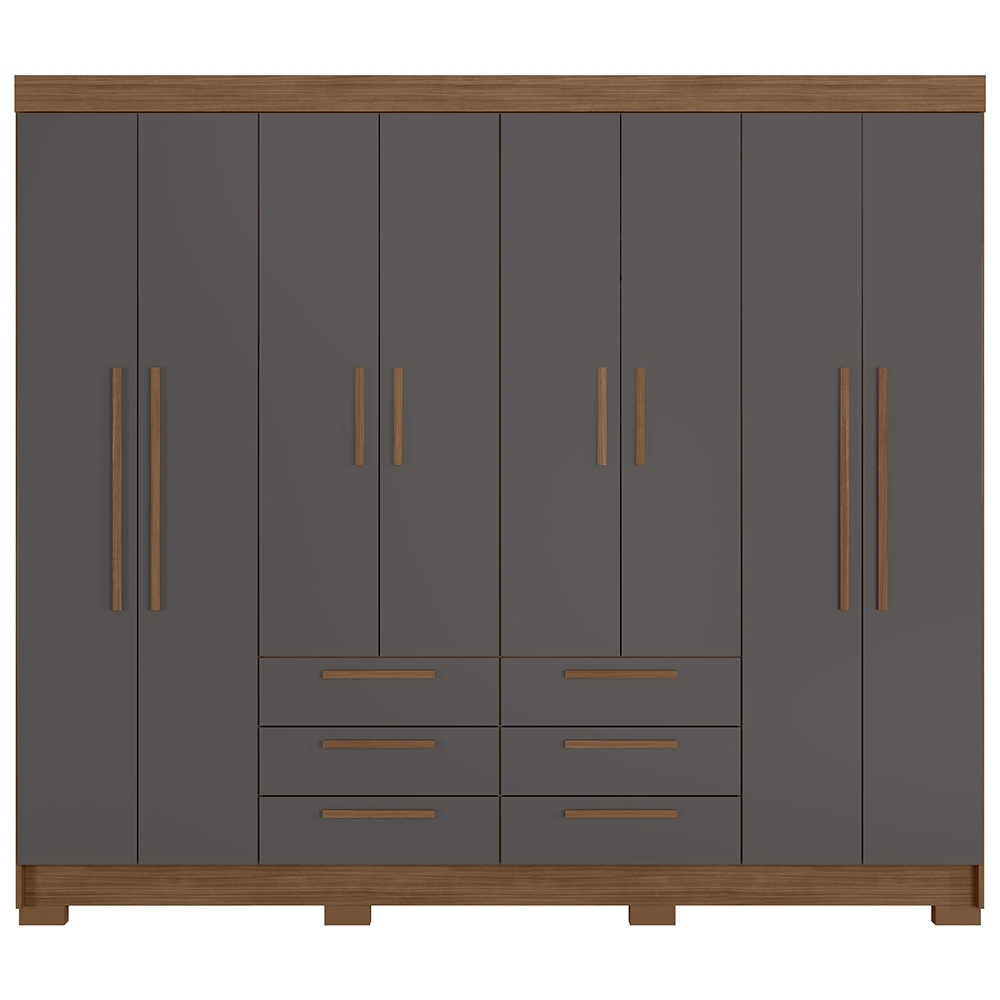 Guarda Roupa Casal 212cm 8 Portas 6 Gavetas Valenza Jatobá/Grafite S01 - Mpozenato