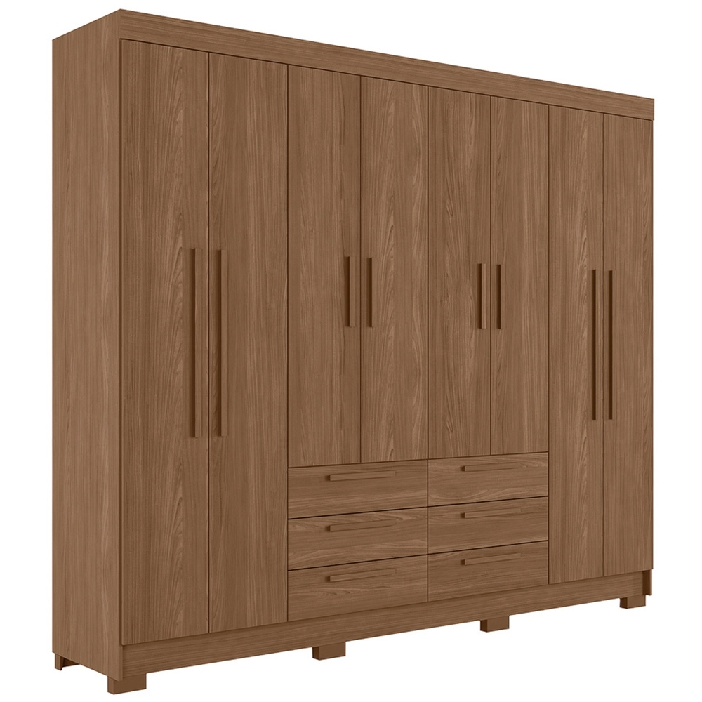 Guarda Roupa Casal 212cm 8 Portas 6 Gavetas Valenza Jatobá S01 - Mpozenato