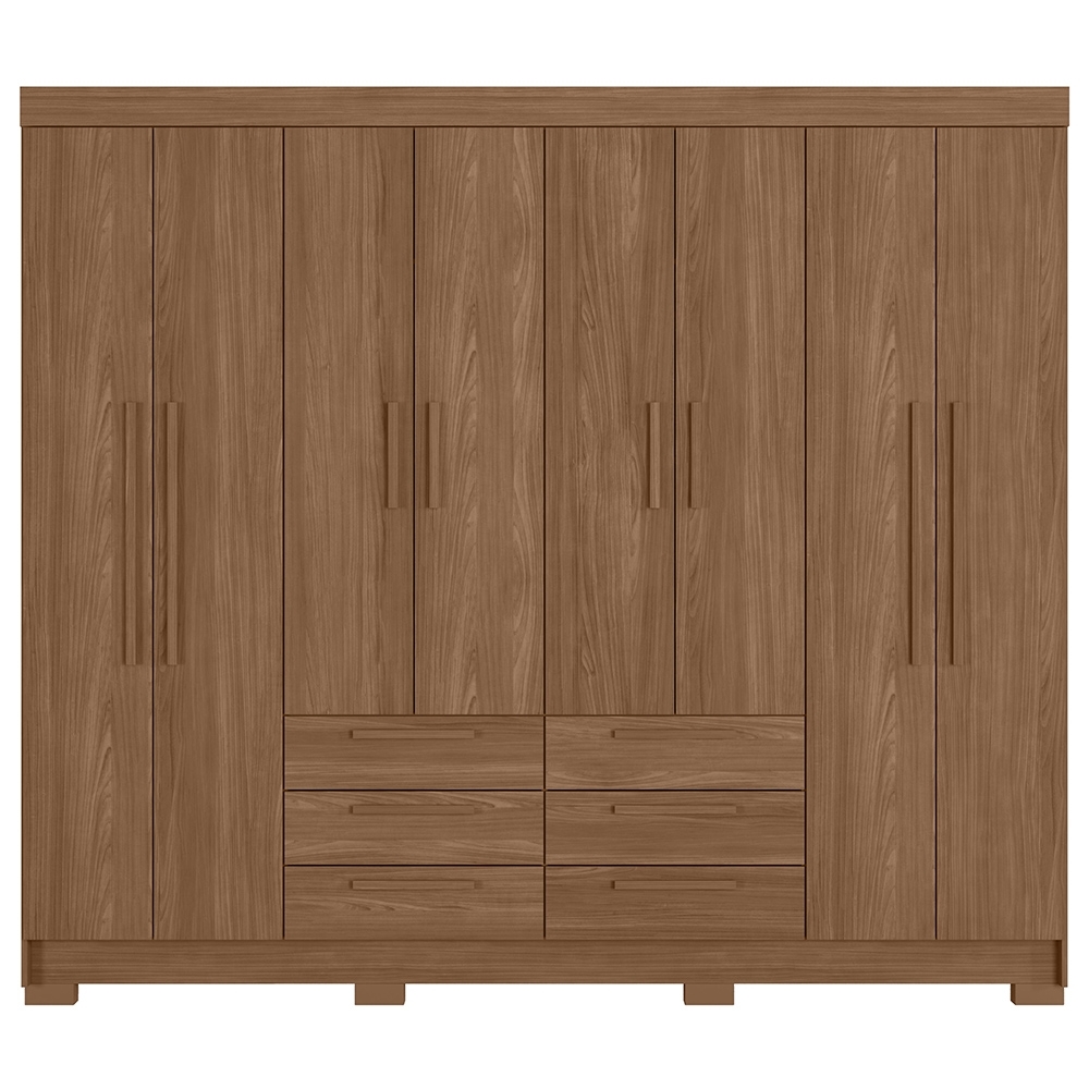 Guarda Roupa Casal 212cm 8 Portas 6 Gavetas Valenza Jatobá S01 - Mpozenato