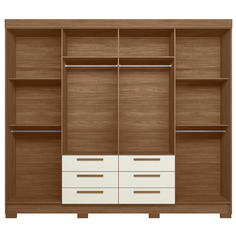 Guarda Roupa Casal 212cm 8 Portas Com Espelho Valenza Jatobá/Areia S01 - Mpozenato