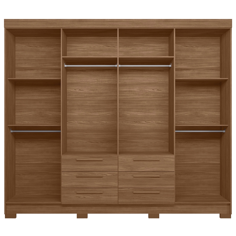 Guarda Roupa Casal 212cm 8 Portas Com Espelho Valenza Jatobá S01 - Mpozenato