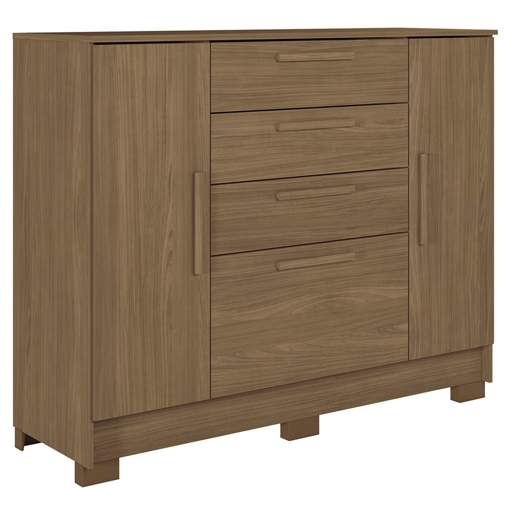 Cômoda Quarto 130cm 4 Gavetas 2 Portas Com Pés Castro Jatobá S01 - Mpozenato