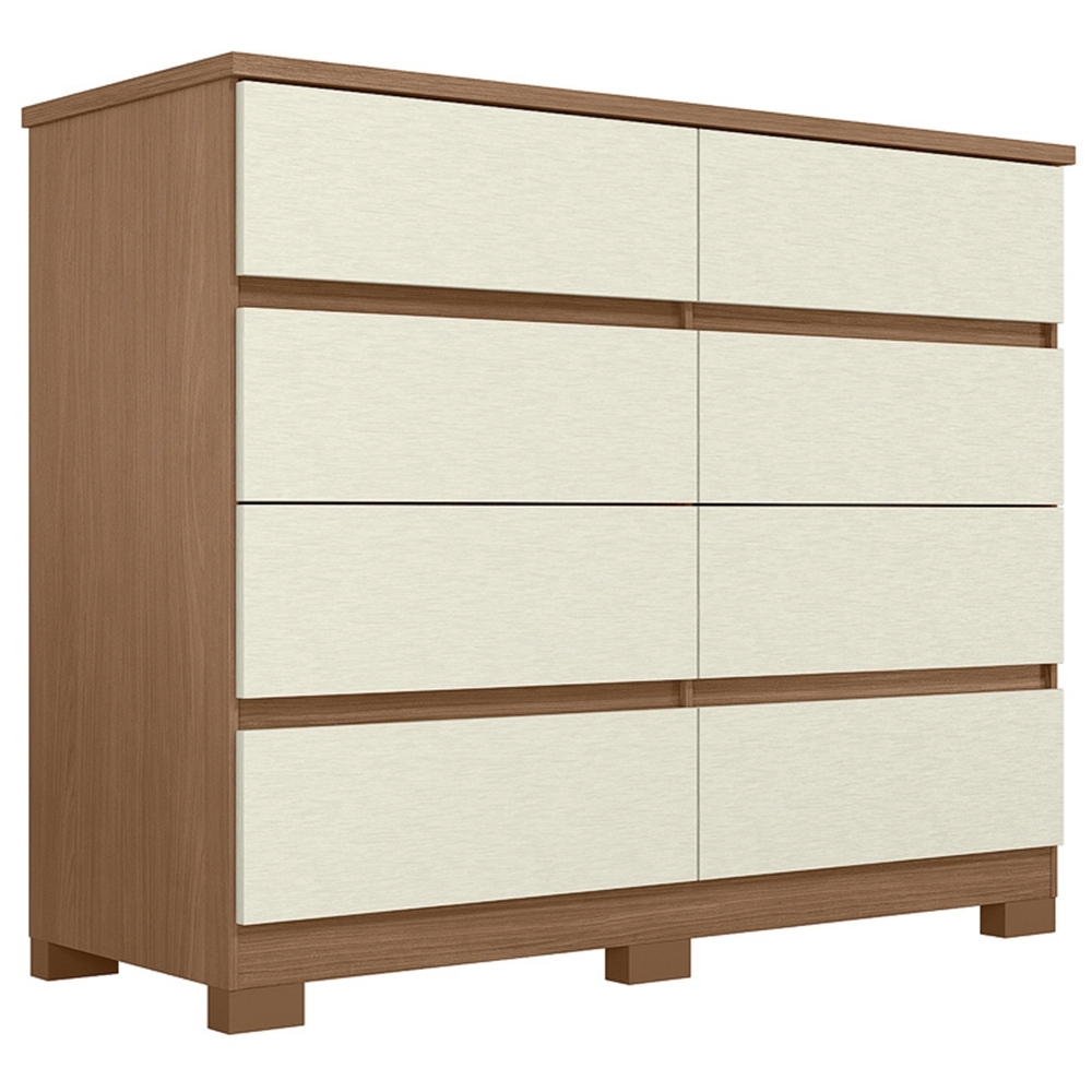 Cômoda Quarto 136cm 8 Gavetas Morin Jatobá/Areia S01 - Mpozenato