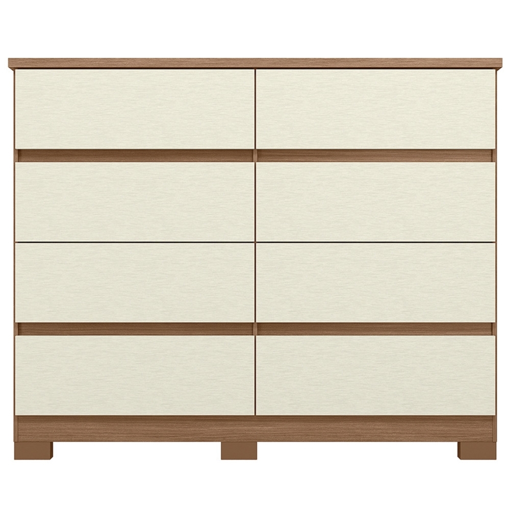Cômoda Quarto 136cm 8 Gavetas Morin Jatobá/Areia S01 - Mpozenato