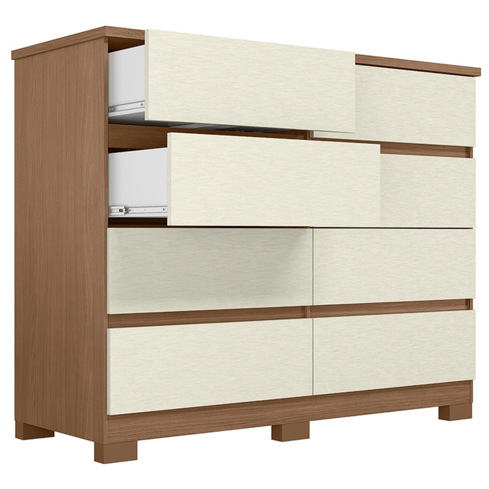 Cômoda Quarto 136cm 8 Gavetas Morin Jatobá/Areia S01 - Mpozenato