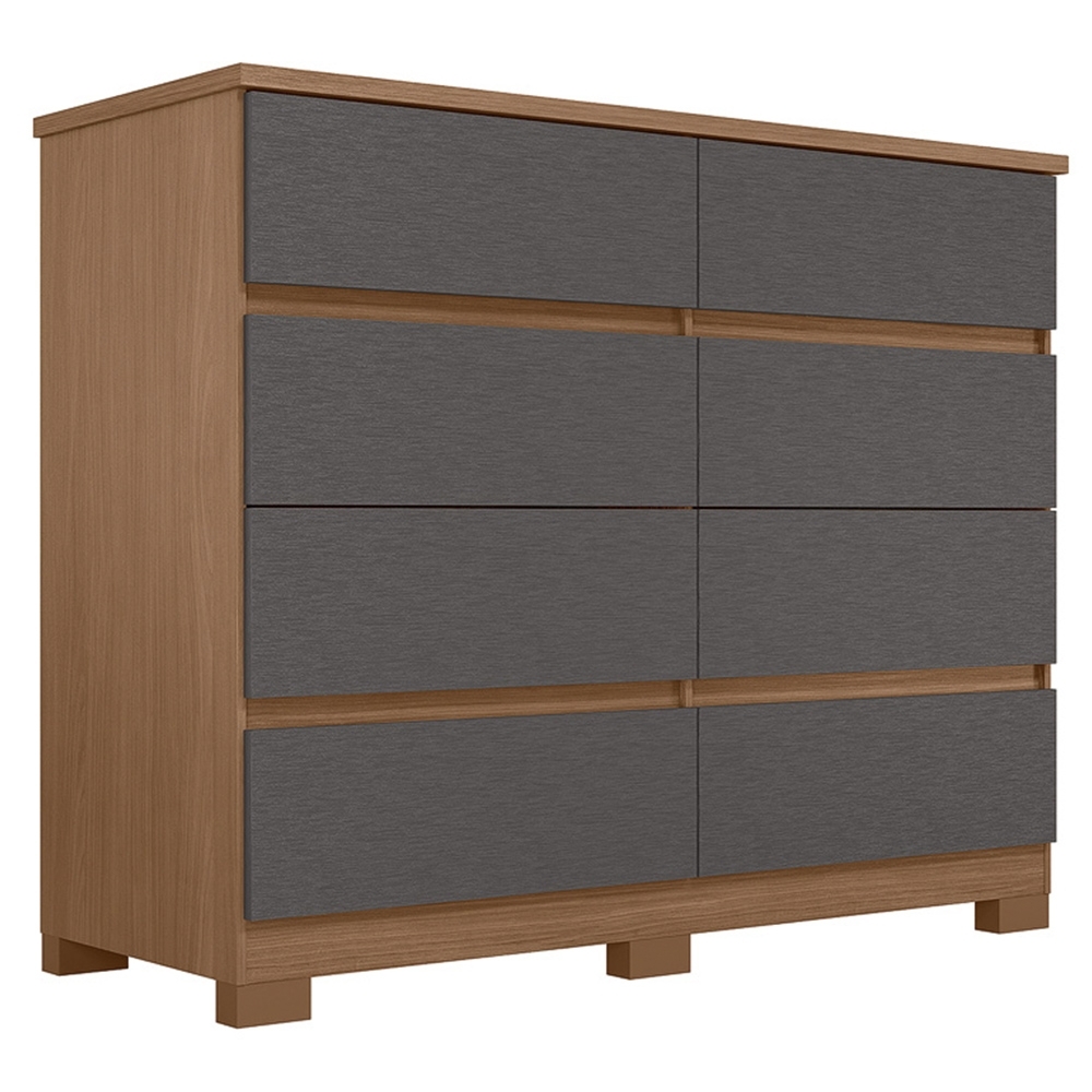 Cômoda Quarto 136cm 8 Gavetas Morin Jatobá/Grafite S01 - Mpozenato