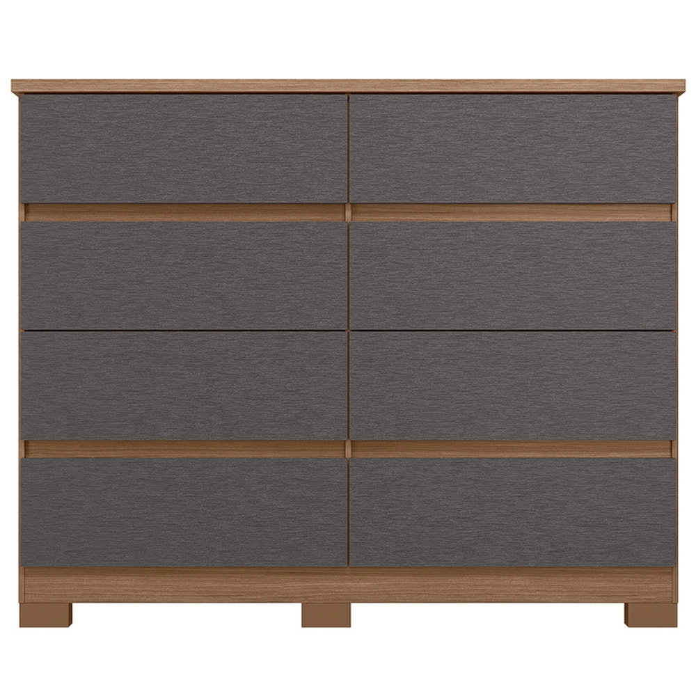 Cômoda Quarto 136cm 8 Gavetas Morin Jatobá/Grafite S01 - Mpozenato