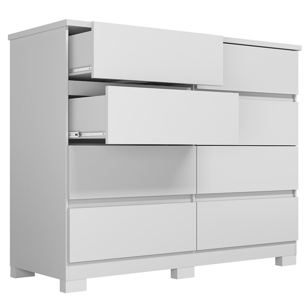 Cômoda Quarto 136cm 8 Gavetas Morin Branco S01 - Mpozenato