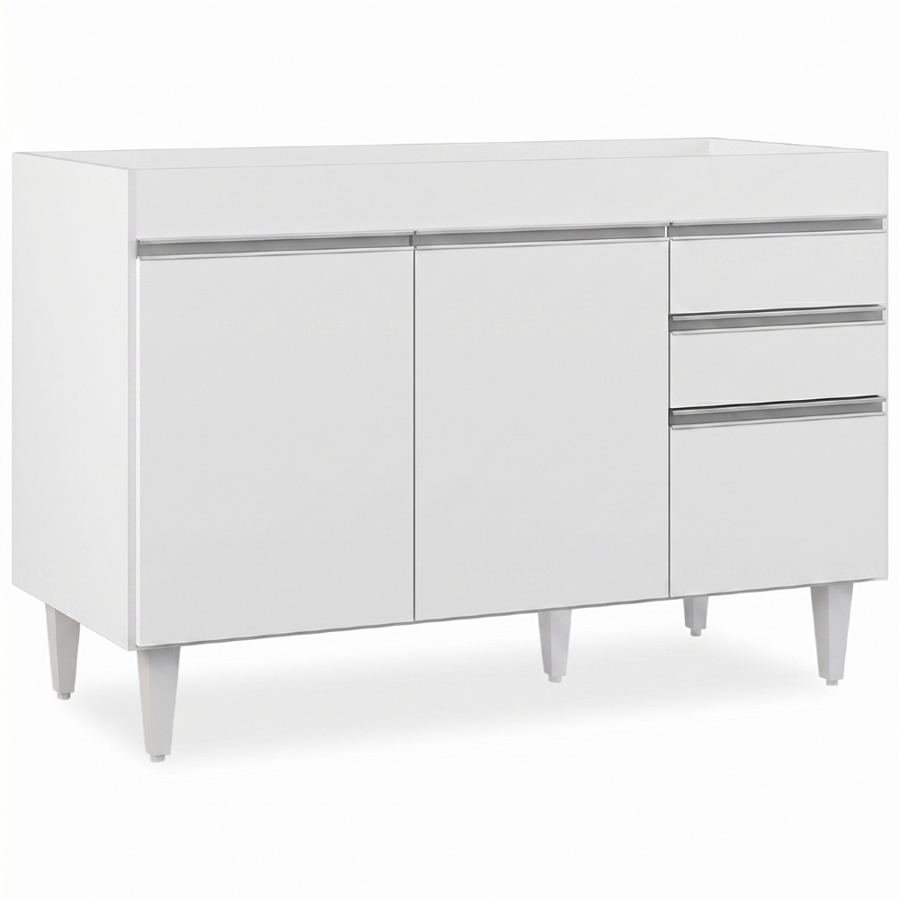 Balcão Gabinete 120cm 3 Portas 2 Gavetas Michigan Branco - Lumil