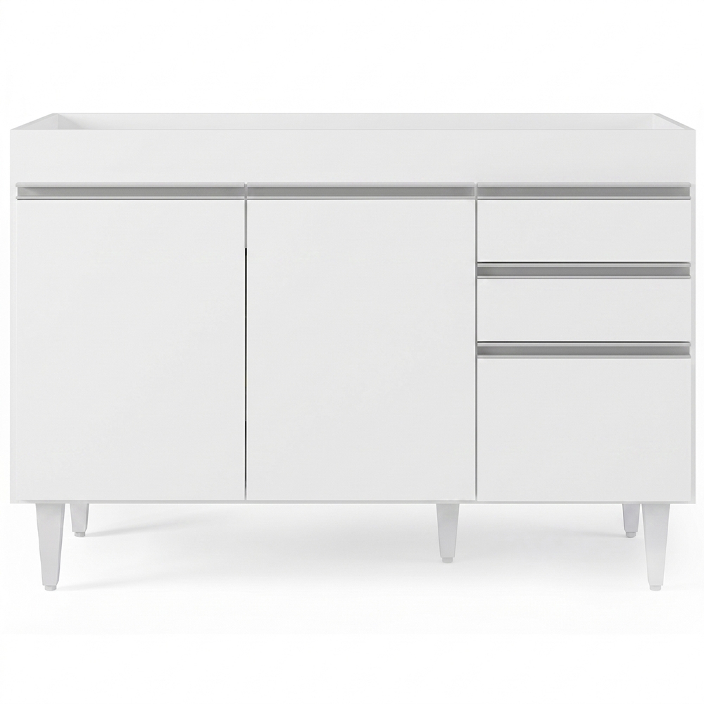 Balcão Gabinete 120cm 3 Portas 2 Gavetas Michigan Branco - Lumil
