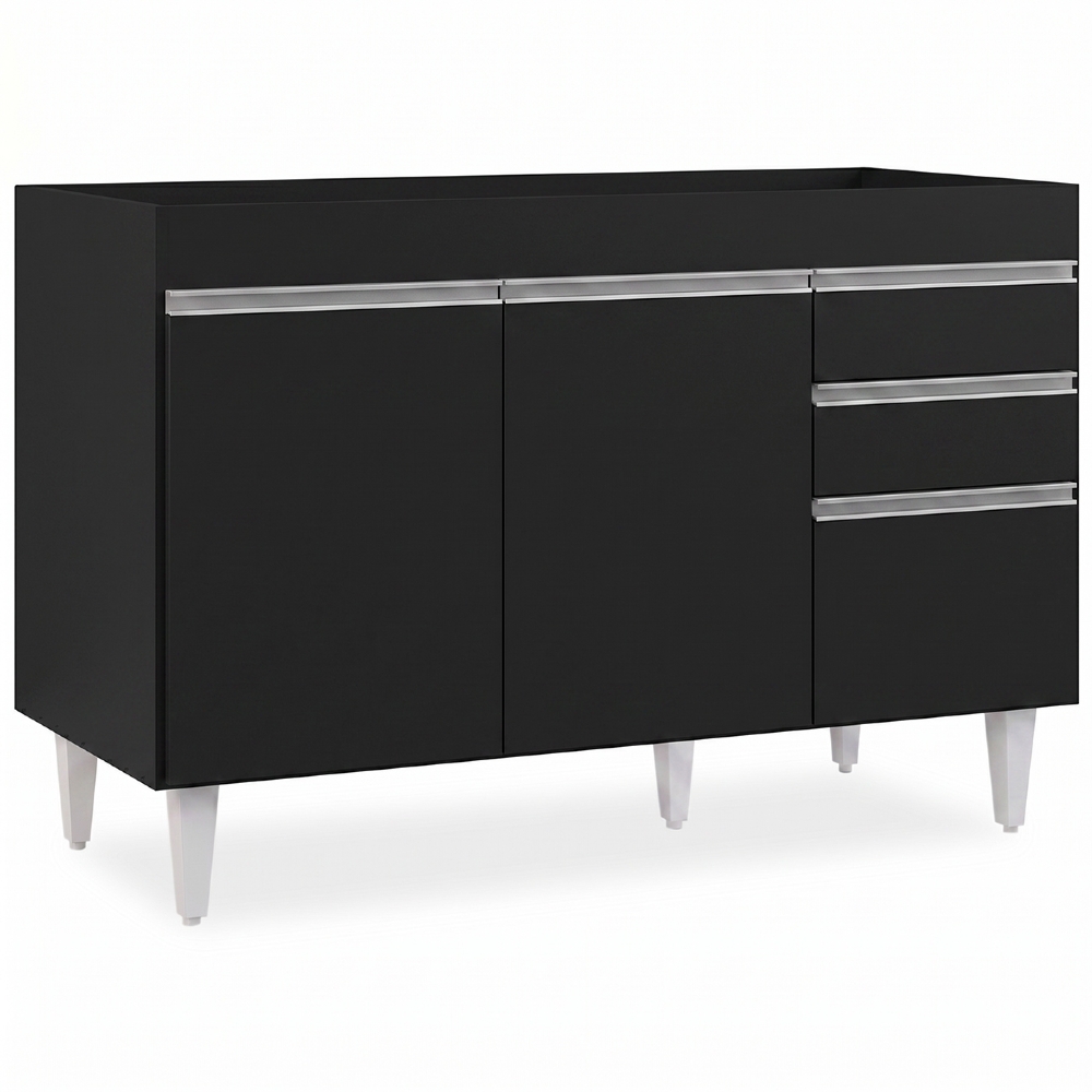 Balcão Gabinete 120cm 3 Portas 2 Gavetas Michigan Preto - Lumil