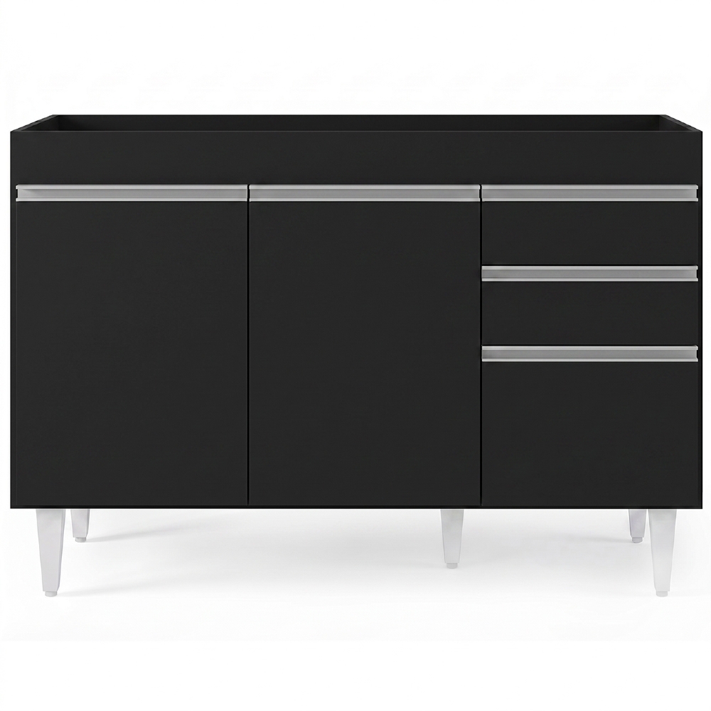 Balcão Gabinete 120cm 3 Portas 2 Gavetas Michigan Preto - Lumil