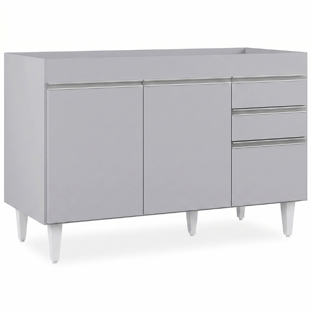 Balcão de Cozinha Para Pia 120cm 3 Portas Sem Tampo Michigan Cinza Claro - Lumil