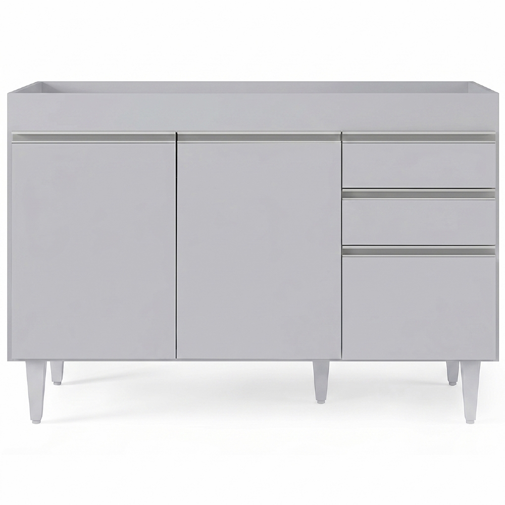 Balcão de Cozinha Para Pia 120cm 3 Portas Sem Tampo Michigan Cinza Claro - Lumil