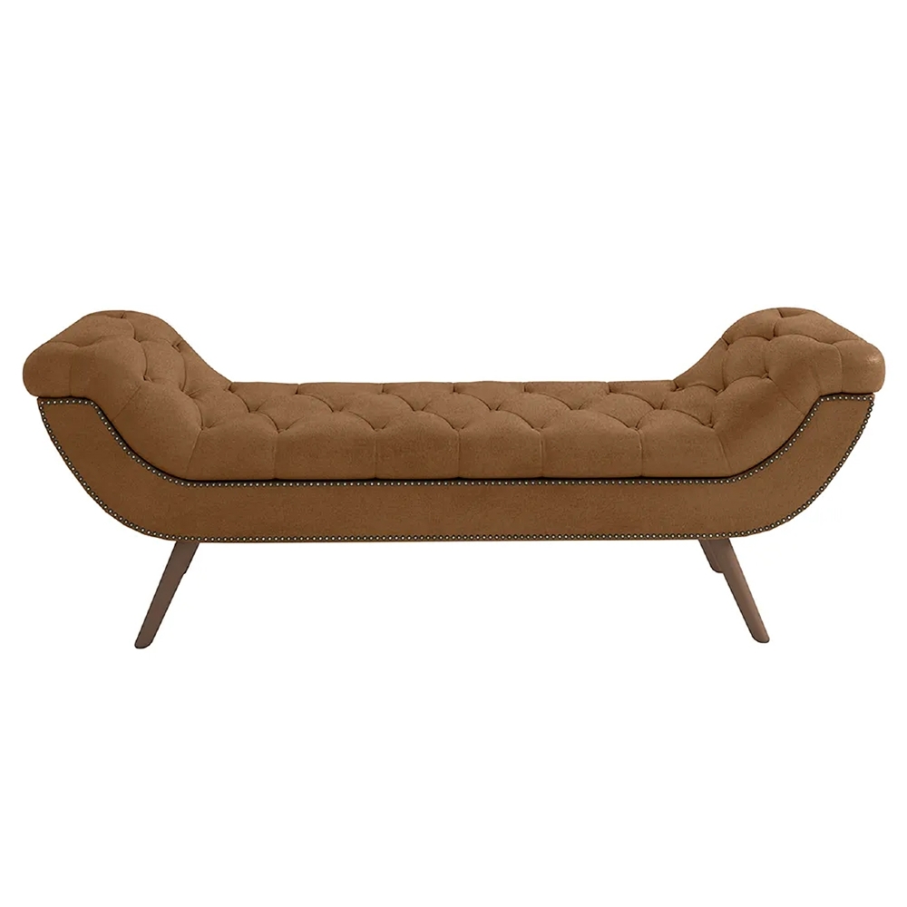 Puff Recamier Calçadeira 195cm Pés Palito Madeira Venêto Z37 Sintético Caramelo - Mpozenato