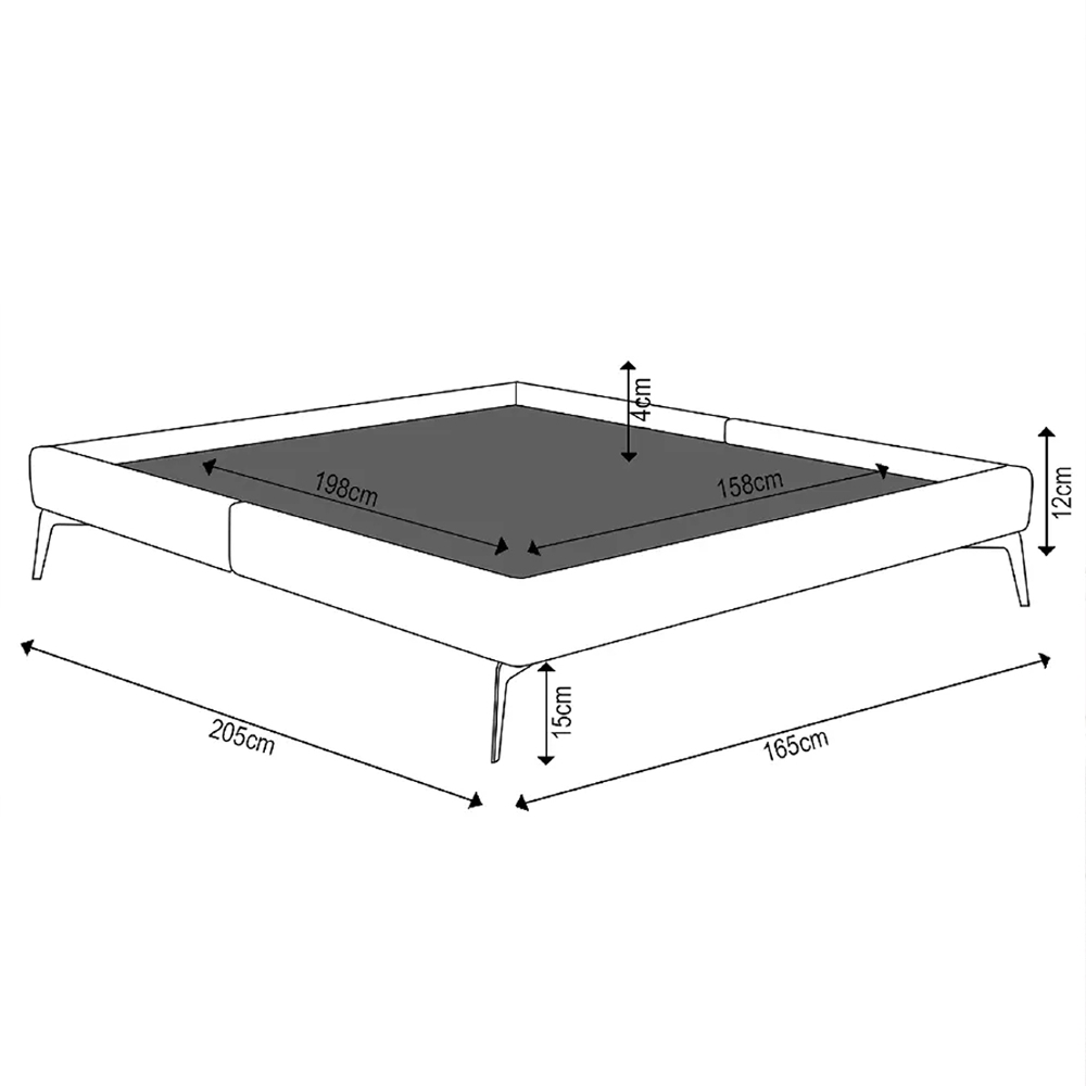 Cama Casal Queen 165cm Pés Metálicos Elisa S05 Veludo Cinza - Mpozenato