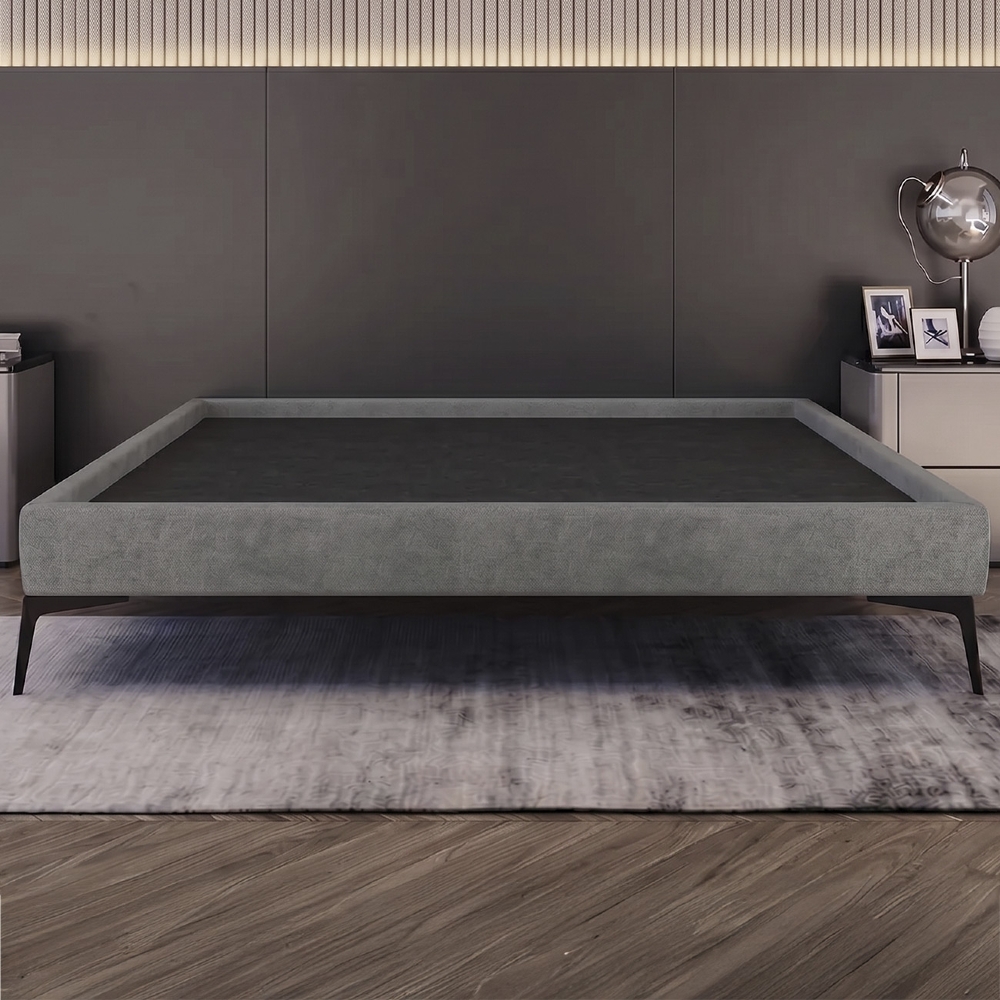 Cama Casal Queen 165cm Pés Metálicos Elisa S05 Veludo Cinza - Mpozenato