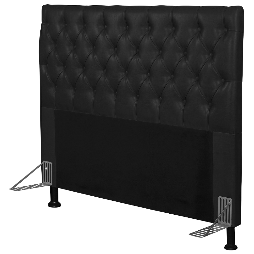 Cabeceira Cama Box Casal 140cm Cristal Sintético Preto - MV Estofados