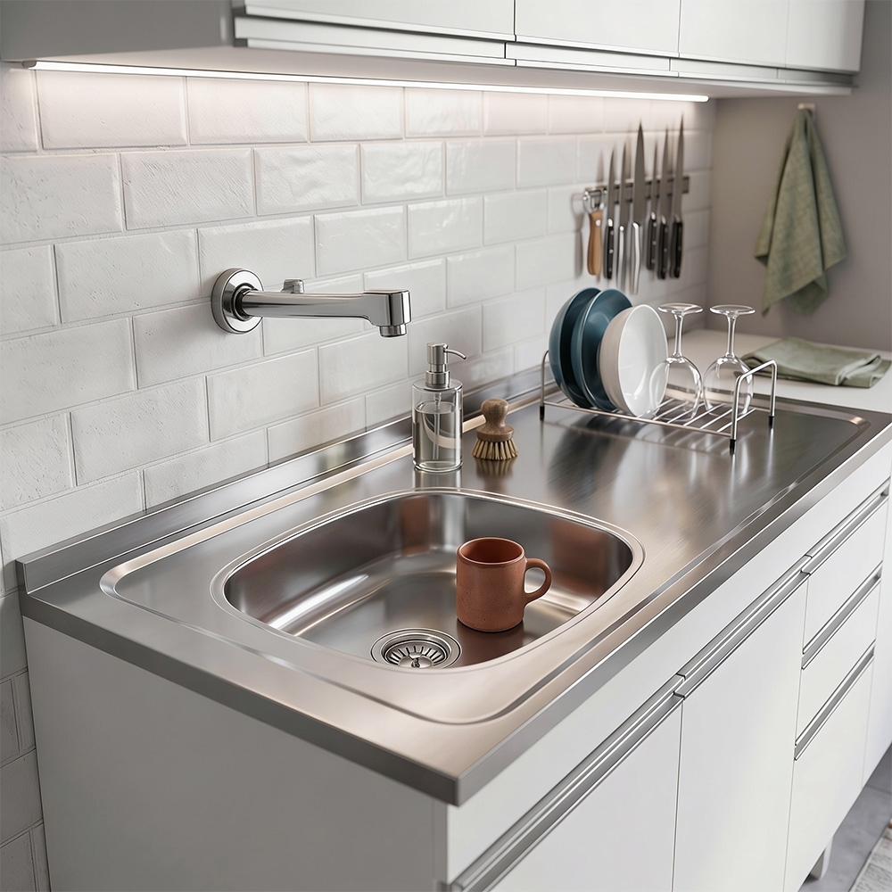 Pia de Cozinha com Cuba Deslocada Esquerda Ávila 120cm Aço Inox G01 - Mpozenato