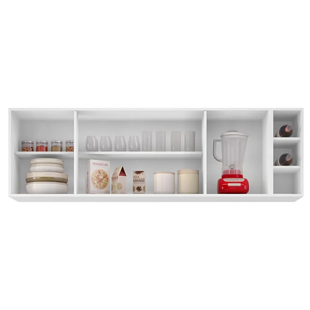 Armário de Cozinha Aéreo 180cm 4 Portas Vitória Branco - Lumil