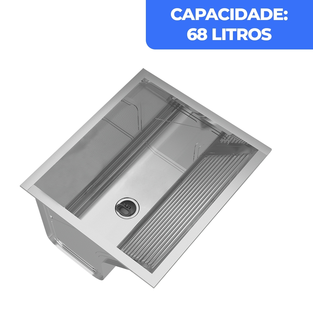Tanque de Lavar Roupa 68L Inox de Embutir Lavanderia G01 - Mpozenato