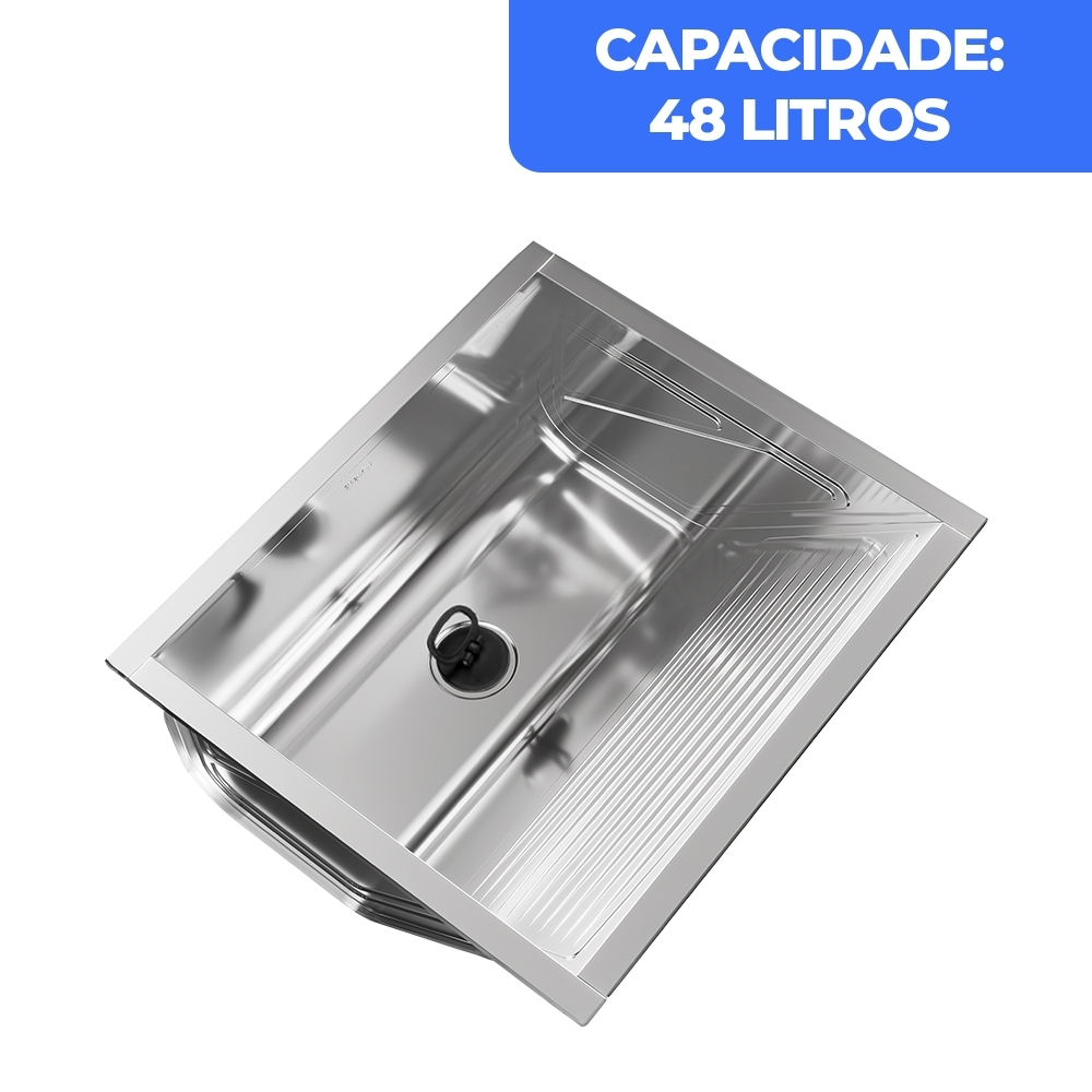 Tanque de Lavar Roupa 48L Inox de Embutir Lavanderia G01 - Mpozenato