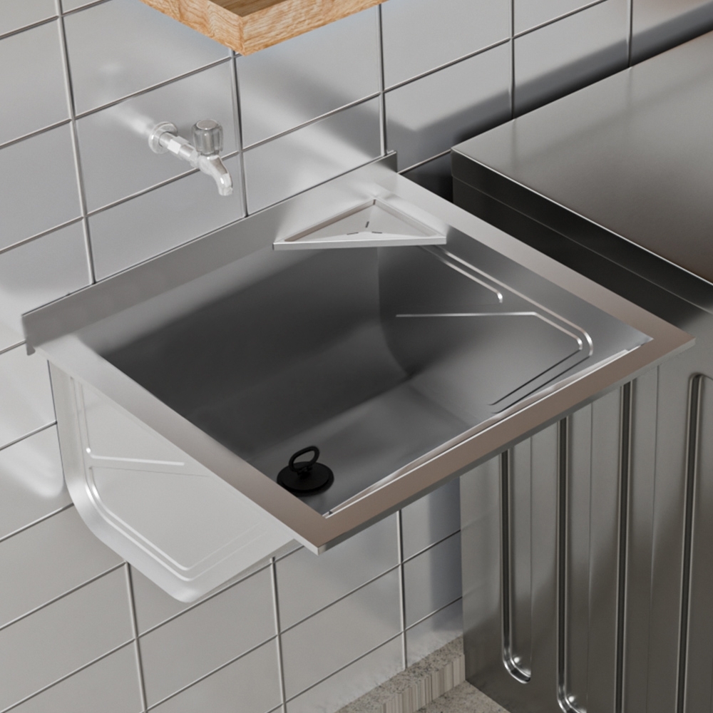 Tanque de Lavar Roupa 32L Inox Mini com Suporte Lavanderia G01 - Mpozenato