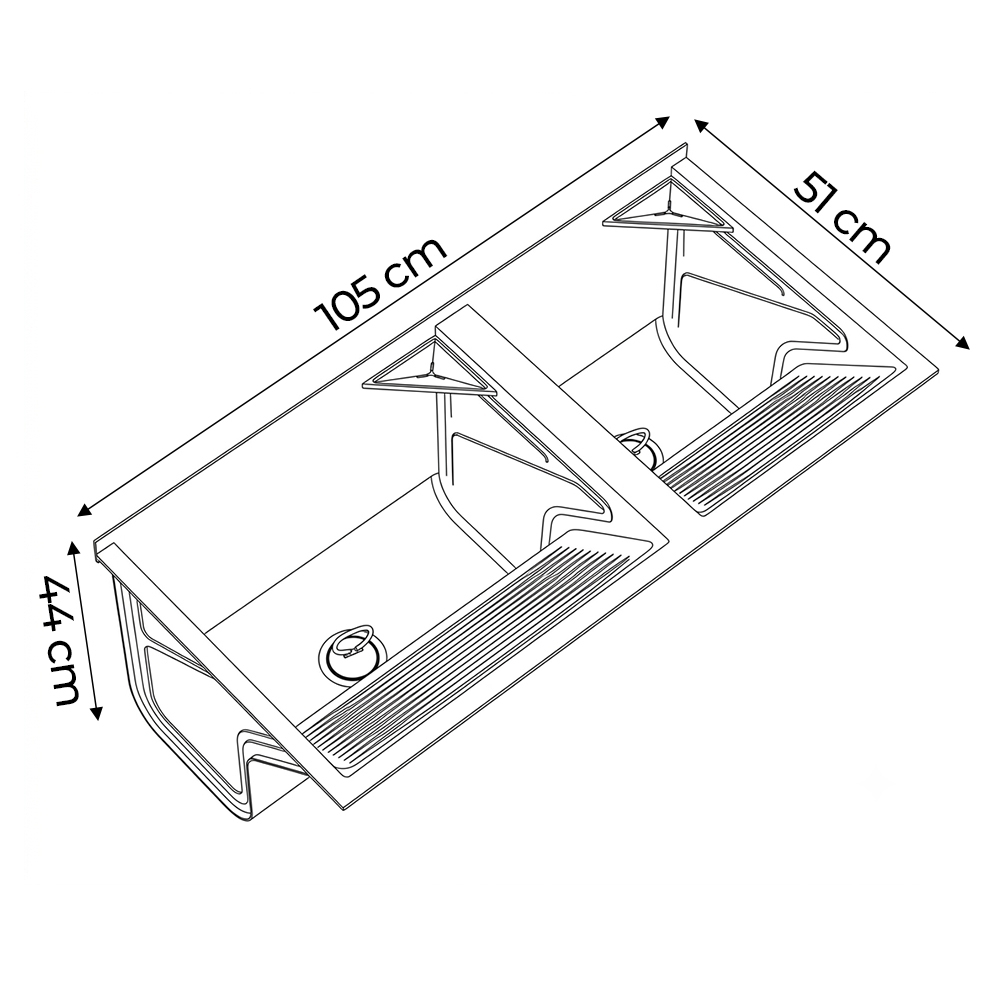 Tanque de Lavar Roupa 114L Inox Duplo com Suporte Lavanderia G01 - Mpozenato