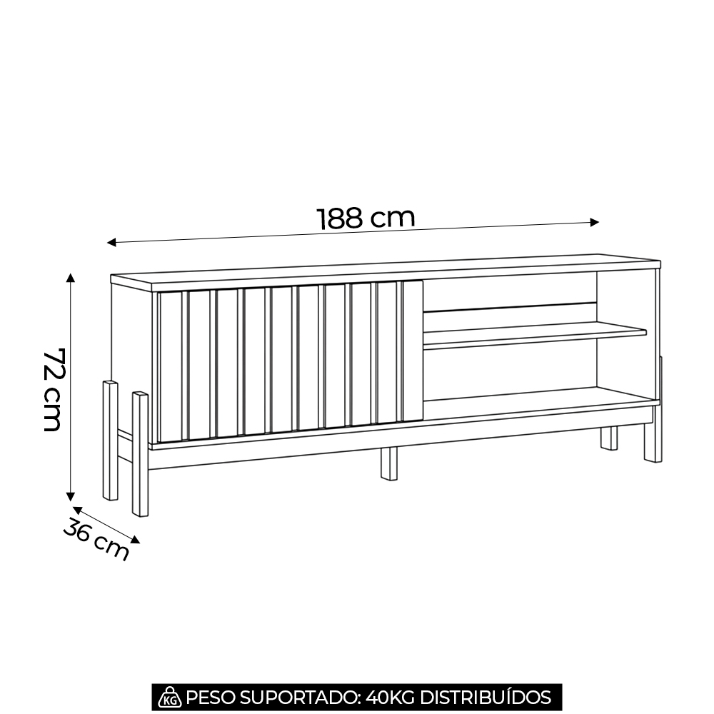 Rack TV 75 Pol. 188cm 1 Porta Grigio Fosco/Canela Z30- Mpozenato