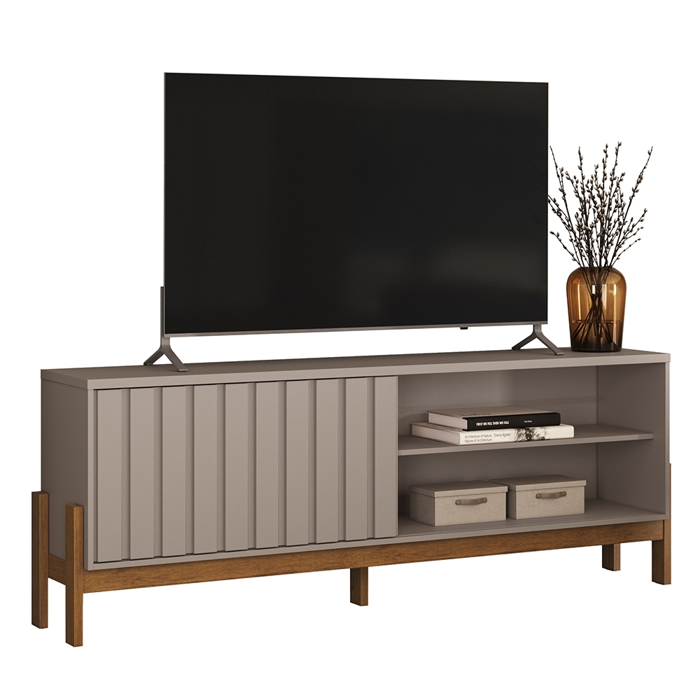 Rack TV 75 Pol. 188cm 1 Porta Grigio Fosco/Canela Z30- Mpozenato