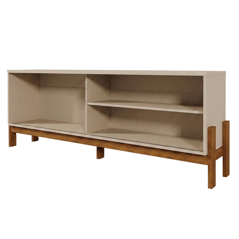 Rack TV 75 Pol. 188cm 1 Porta Pérola Metalizado/Canela Z30- Mpozenato