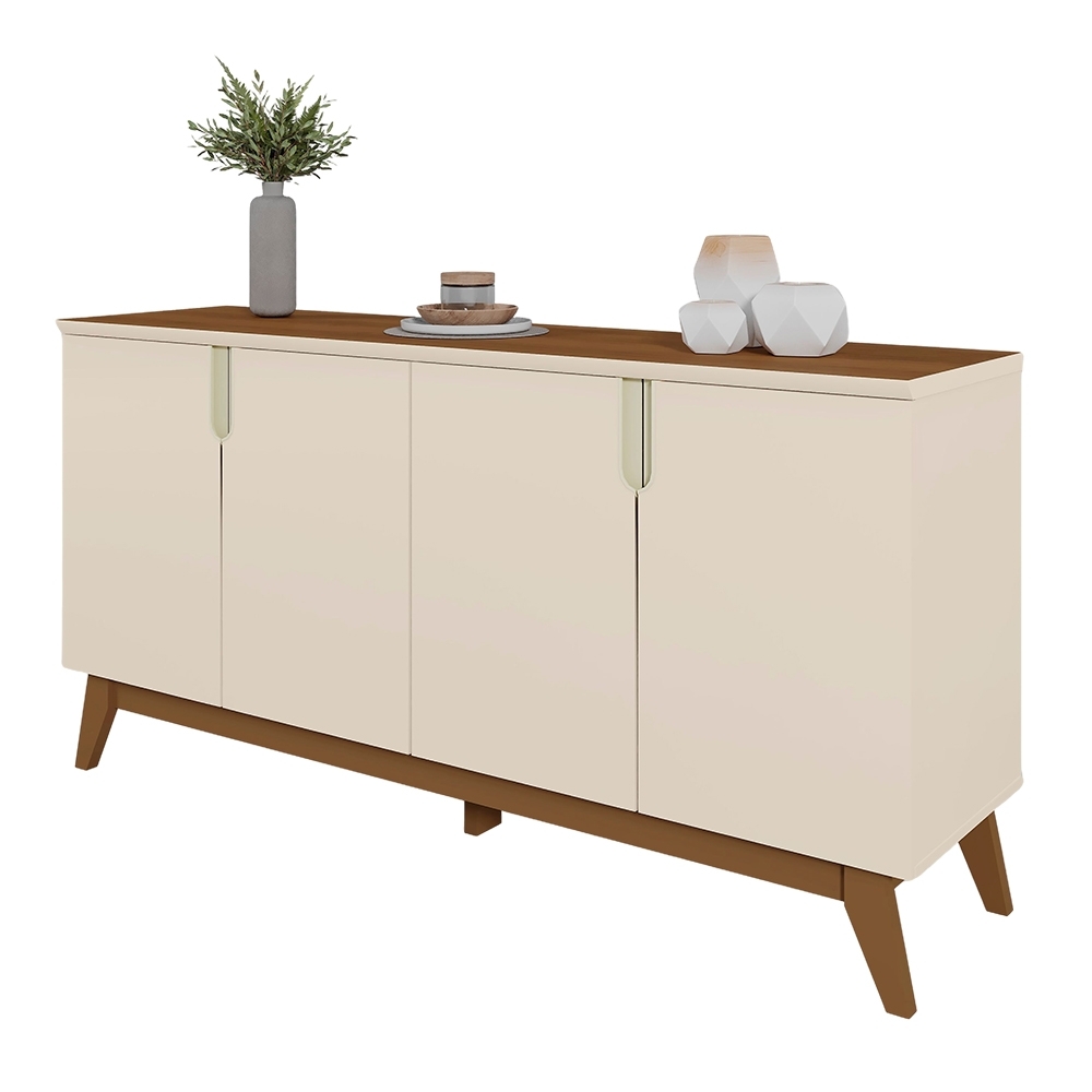 Buffet Aparador 160cm 4 Portas Cannes Off Whhite/Amendoa Z30 - Mpozenato