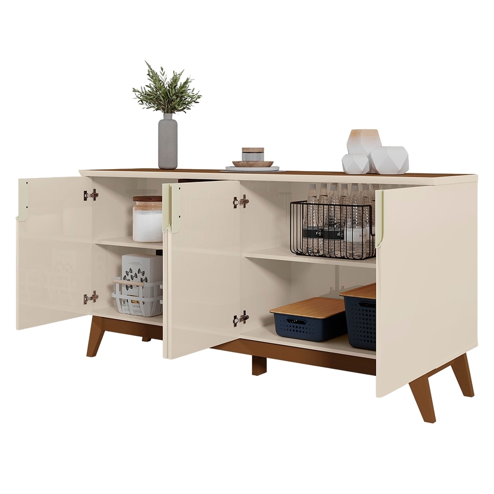 Buffet Aparador 160cm 4 Portas Cannes Off Whhite/Amendoa Z30 - Mpozenato