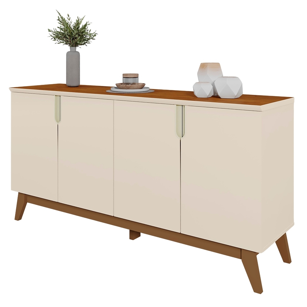 Buffet Aparador 160cm 4 Portas Cannes Off Whhite/Canela Z30 - Mpozenato