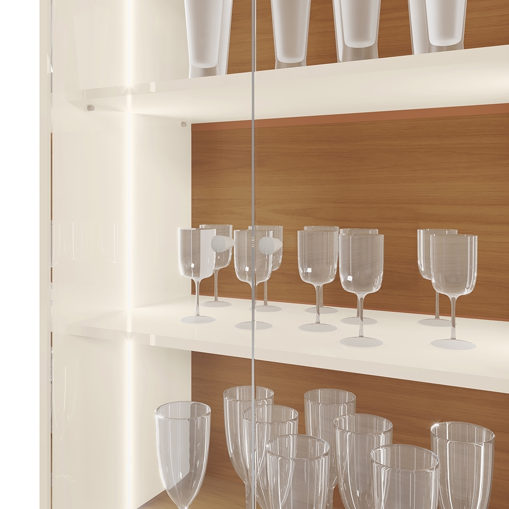 Cristaleira Portas de Vidro 80cm Cannes Off White/Canela Z30 - Mpozenato