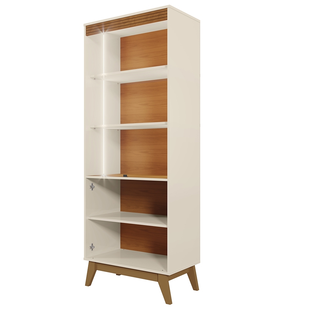 Cristaleira Portas de Vidro 80cm Cannes Off White/Canela Z30 - Mpozenato